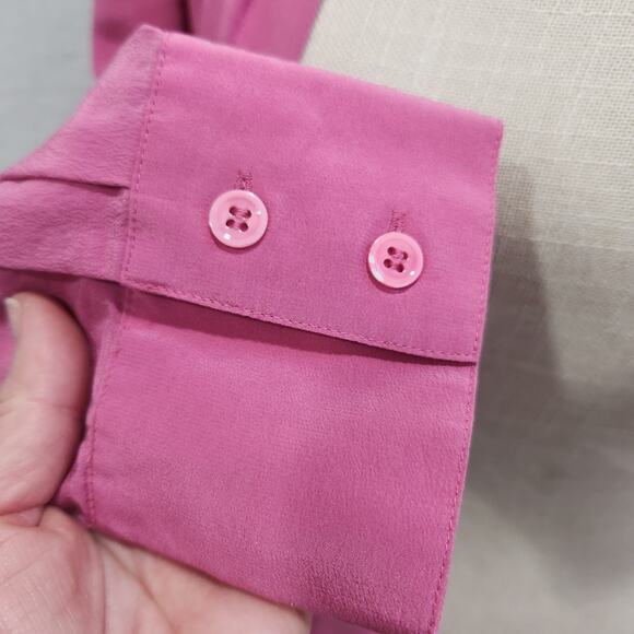 BCBGMAXAZARIA 100% Silk Long Sleeve Wrap Blouse Pink Medium - Picture 11 of 11